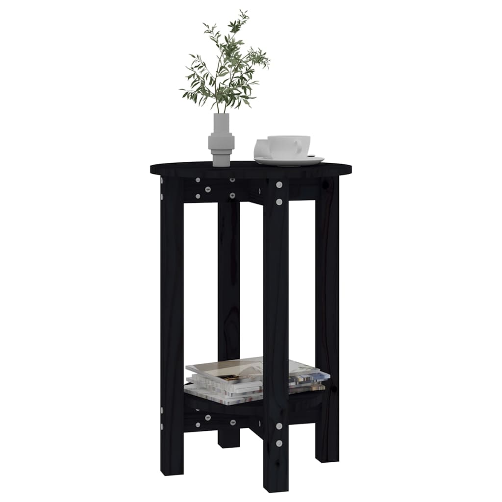 Salontafel Ø 40X60 Cm Massief Grenenhout Zwart