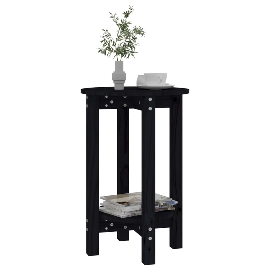 Salontafel Ø 40X60 Cm Massief Grenenhout Zwart