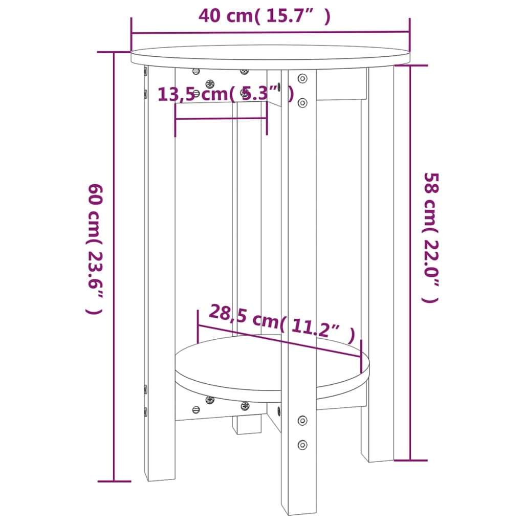 Salontafel Ø 40X60 Cm Massief Grenenhout Zwart
