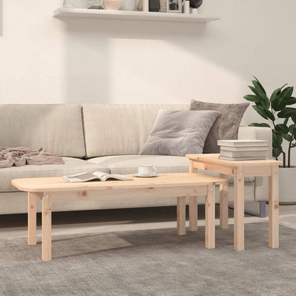2-Delige Salontafelset Massief Grenenhout Naturel