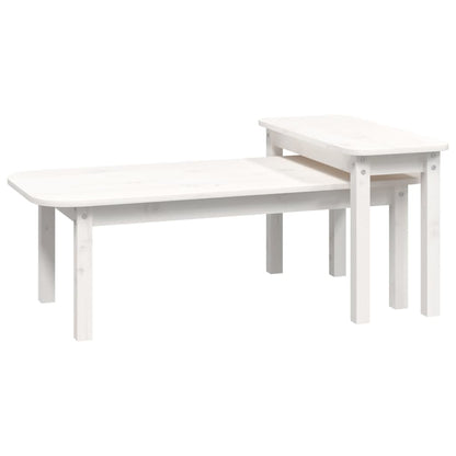 2-Delige Salontafelset Massief Grenenhout Wit