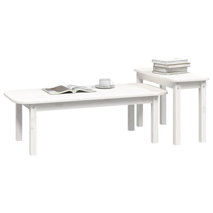 2-Delige Salontafelset Massief Grenenhout Wit