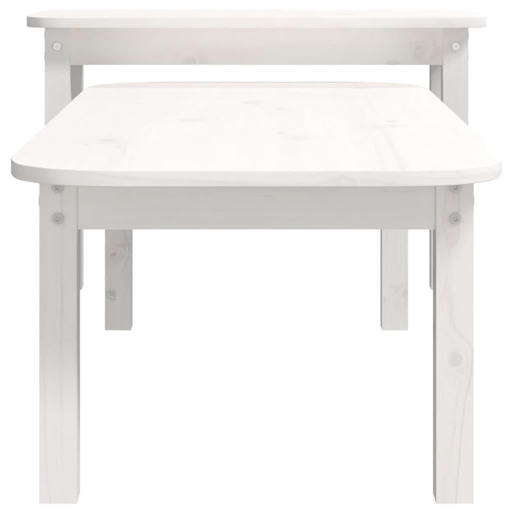 2-Delige Salontafelset Massief Grenenhout Wit