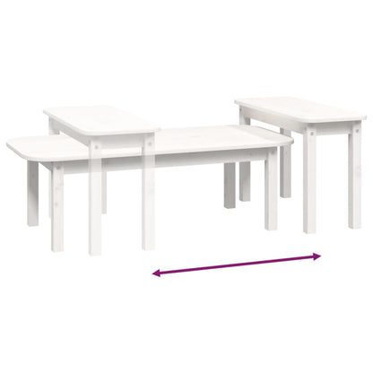 2-Delige Salontafelset Massief Grenenhout Wit