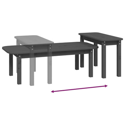 2-delige Salontafelset massief grenenhout grijs Grijs