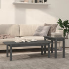 2-Piece Coffee Table Set Solid Pine Wood Grey