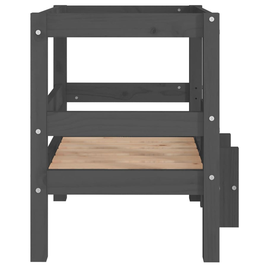 Hondenmand 55,5x53,5x60 cm massief grenenhout grijs 55.5 x 53.5 x 60 cm Grijs