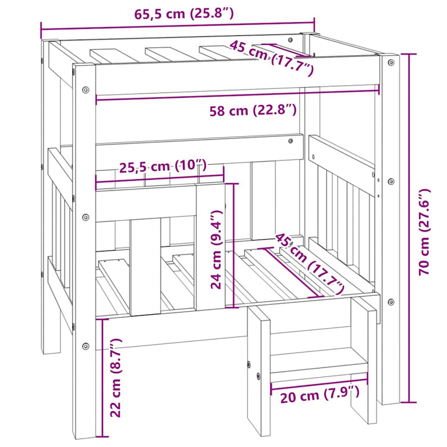 Hondenmand 65,5X50,5X70 Cm Massief Grenenhout 65.5 x 43 x 70 cm Wit
