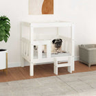 Hondenmand massief grenenhout wit 65,5x43x70 cm