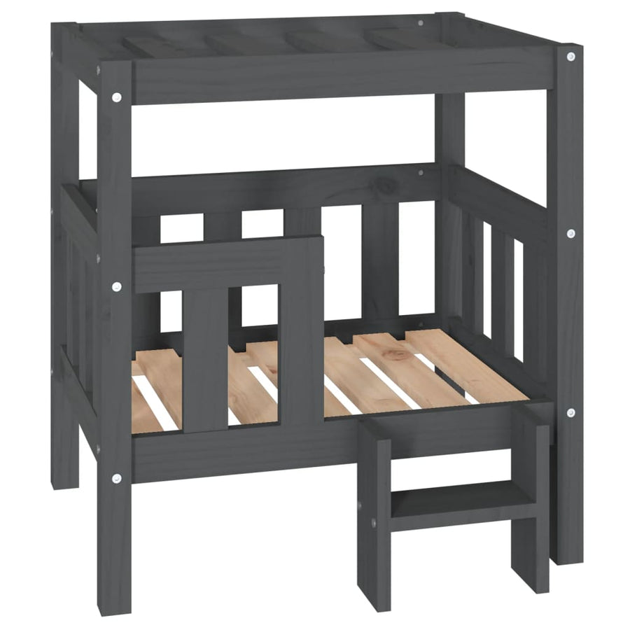 Hondenmand 65,5x43x70 cm massief grenenhout grijs 65.5 x 43 x 70 cm Grijs
