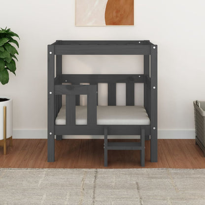 Hondenmand 65,5x43x70 cm massief grenenhout grijs 65.5 x 43 x 70 cm Grijs