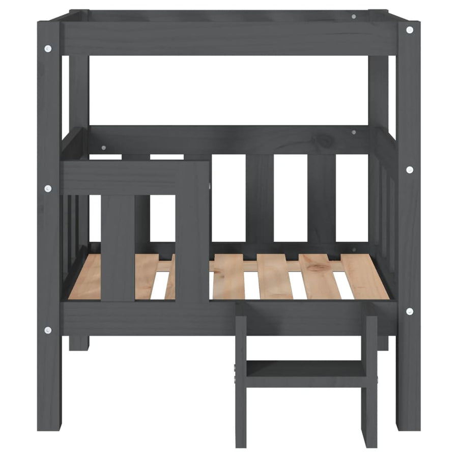 Hondenmand 65,5x43x70 cm massief grenenhout grijs 65.5 x 43 x 70 cm Grijs