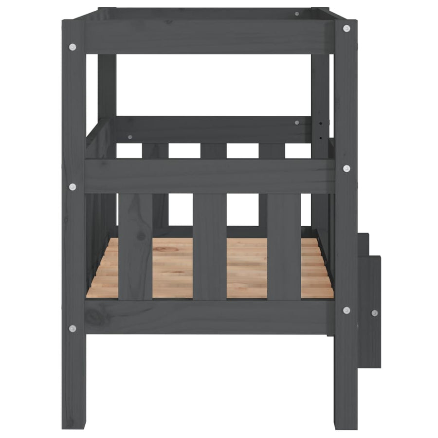 Hondenmand 65,5x43x70 cm massief grenenhout grijs 65.5 x 43 x 70 cm Grijs