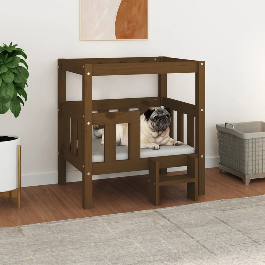 Hondenmand 65,5x43x70 cm massief grenenhout honingbruin 65.5 x 43 x 70 cm Honingbruin