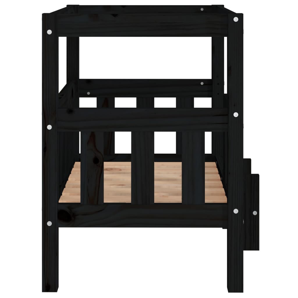 Hondenmand 65,5x43x70 cm massief grenenhout zwart 65.5 x 43 x 70 cm Zwart