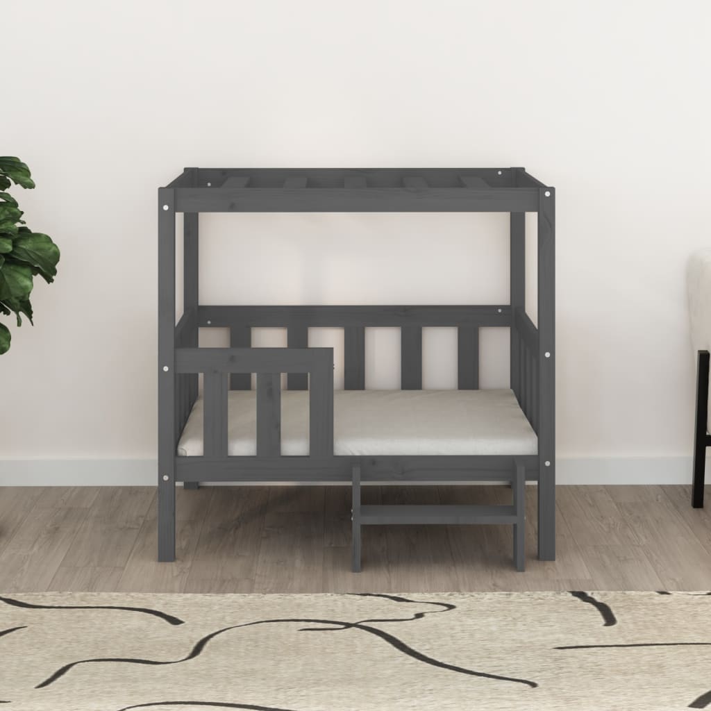 Hondenmand 95,5x73,5x90 cm massief grenenhout grijs 95.5 x 73.5 x 90 cm Grijs