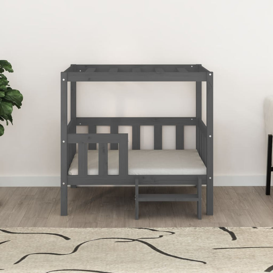 Hondenmand 95,5x73,5x90 cm massief grenenhout grijs 95.5 x 73.5 x 90 cm Grijs