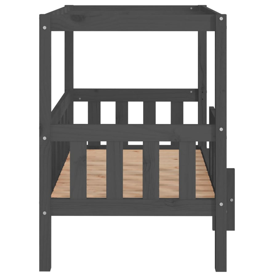 Hondenmand 95,5x73,5x90 cm massief grenenhout grijs 95.5 x 73.5 x 90 cm Grijs