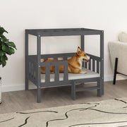 Hondenmand massief grenenhout 95,5x73,5x90 cm grijs