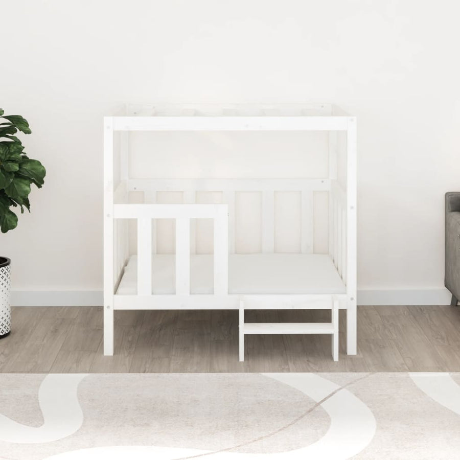 Hondenmand 105,5x83,5x100 cm massief grenenhout wit 105.5 x 83.5 x 100 cm Wit