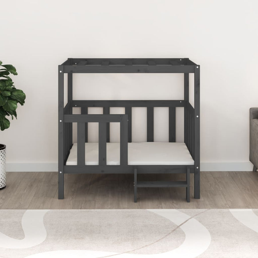 Hondenmand 105,5 X 83,5 X 100 Cm Massief Grenenhout 105.5 x 83.5 x 100 cm Grijs