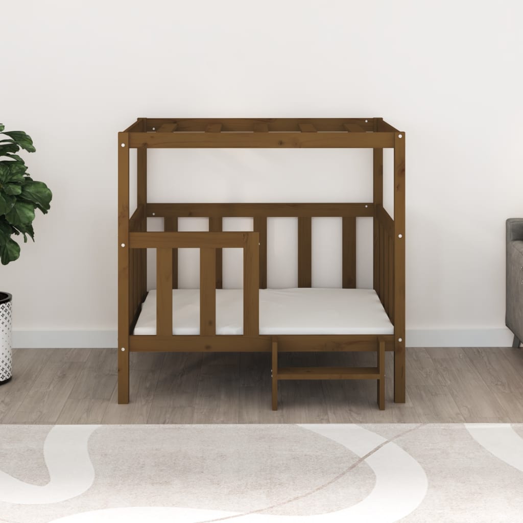 Hondenmand 105,5 x 83,5 x 100 cm massief grenenhout honingbruin 105.5 x 83.5 x 100 cm Honingbruin