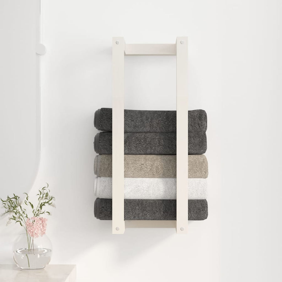Handdoekenrek 23X18X60 Cm Massief Grenenhout Wit 23 x 18 x 60 cm