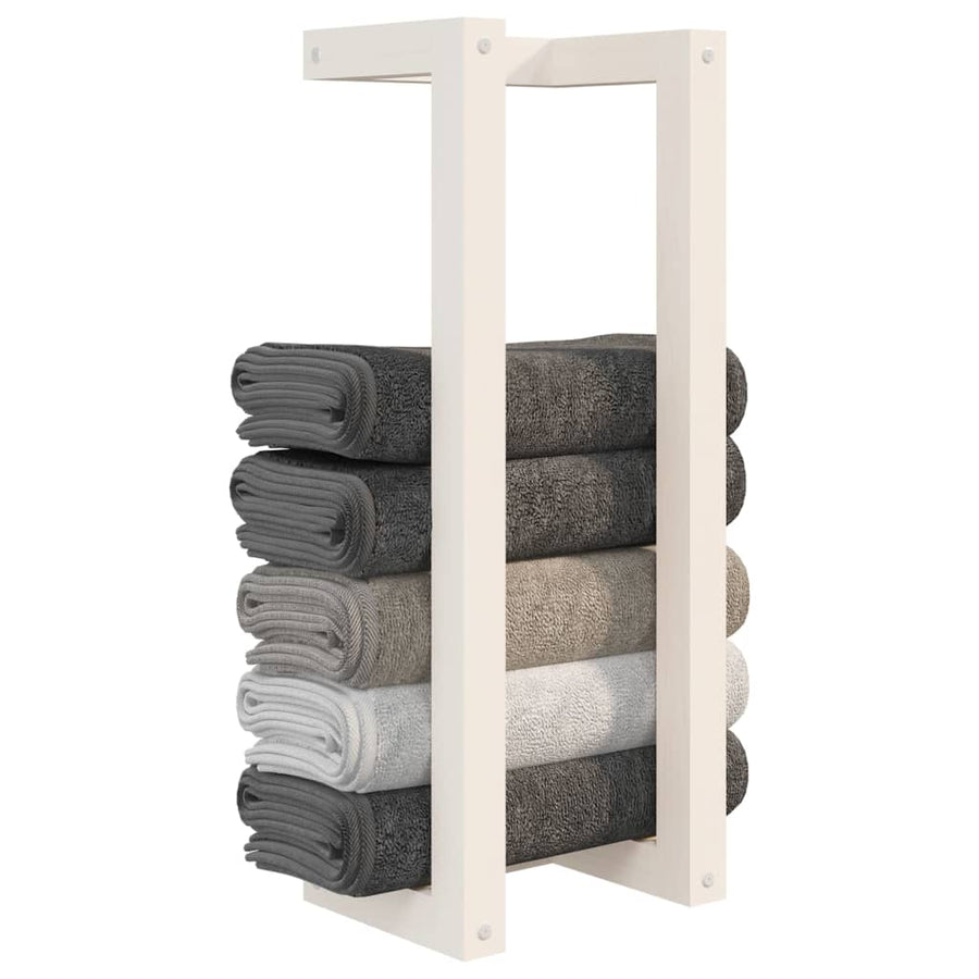 Handdoekenrek 23X18X60 Cm Massief Grenenhout Wit 23 x 18 x 60 cm