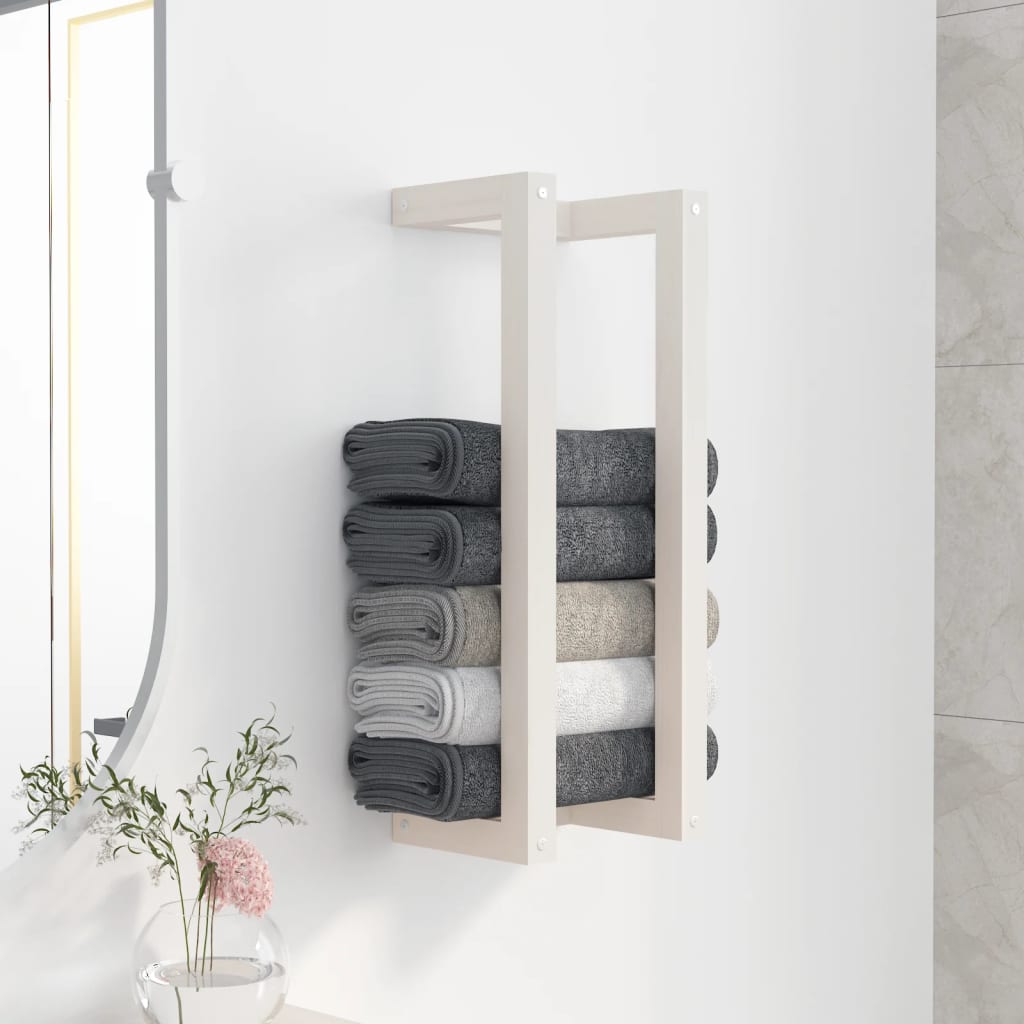 Handdoekenrek 23X18X60 Cm Massief Grenenhout Wit 23 x 18 x 60 cm