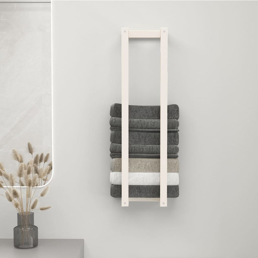 Handdoekenrek 23X18X90 Cm Massief Grenenhout Wit 23 x 18 x 90 cm