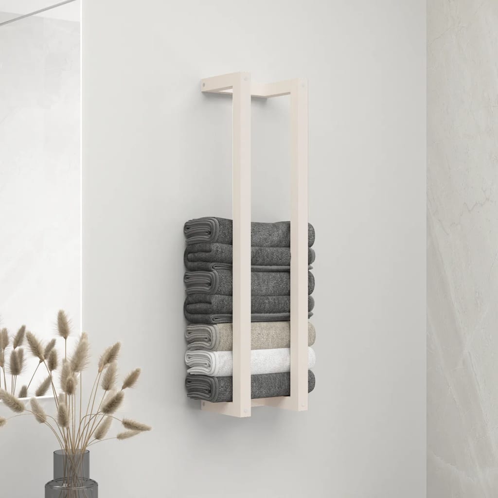 Handdoekenrek 23X18X90 Cm Massief Grenenhout Wit 23 x 18 x 90 cm