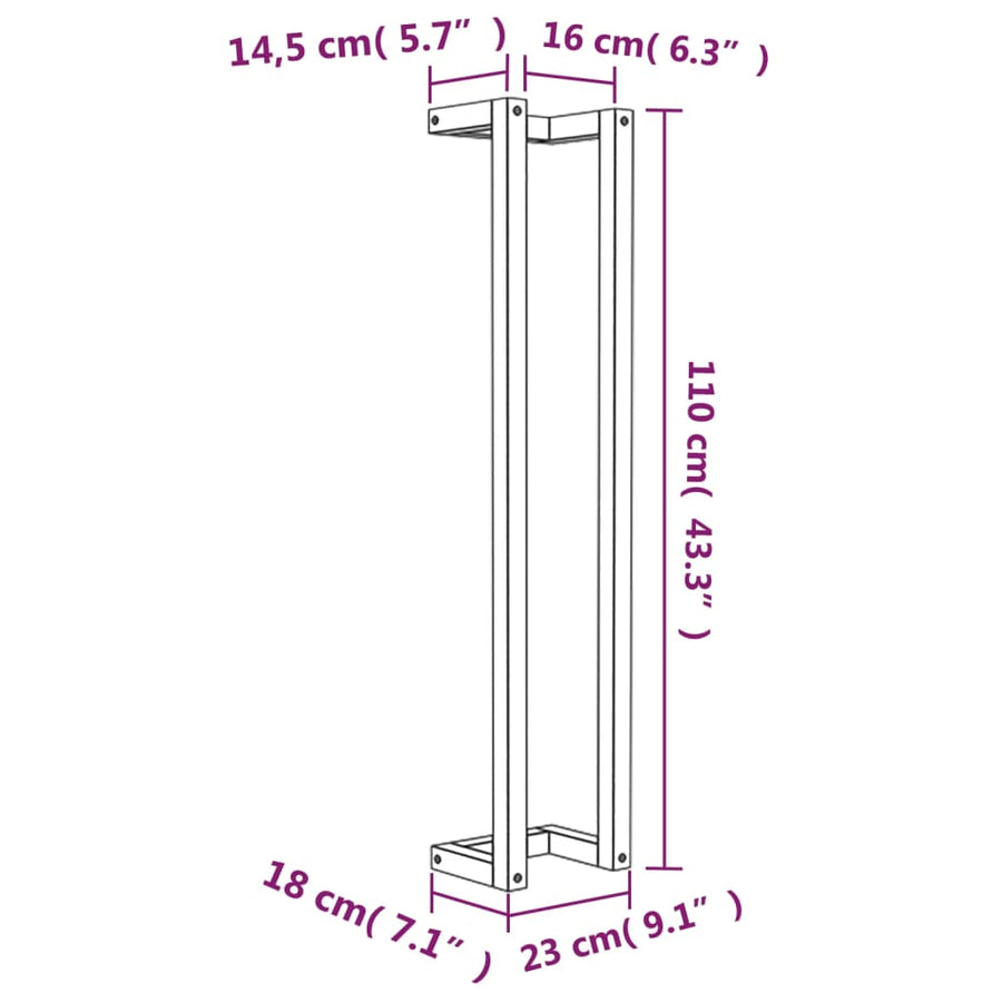 Handdoekenrek 23x18x110 cm massief grenenhout wit 23 x 18 x 110 cm Wit