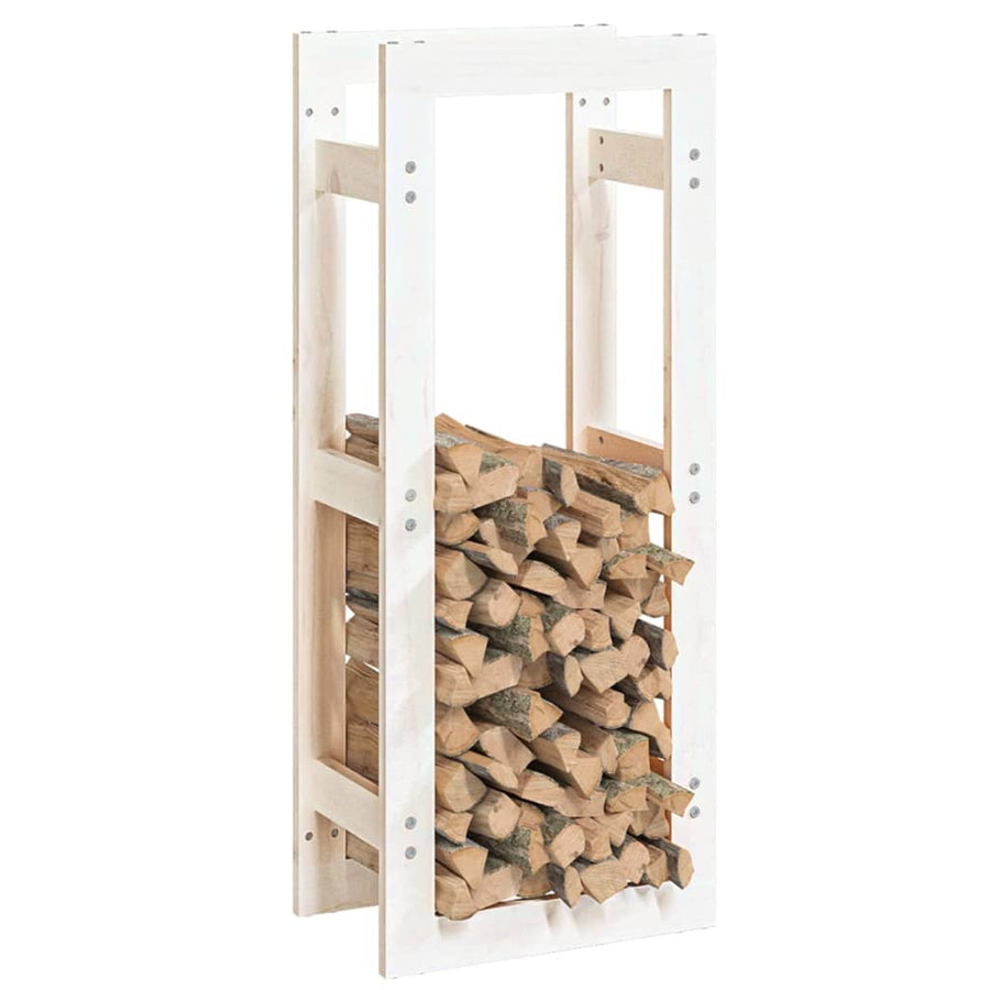  Haardhoutrek 41x25x100 cm massief grenenhout wit