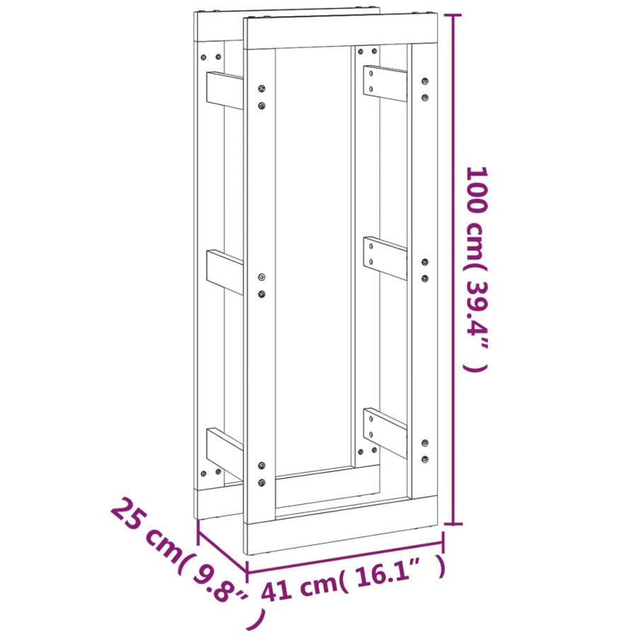  Haardhoutrek 41x25x100 cm massief grenenhout wit