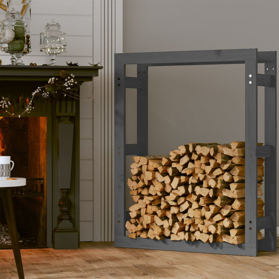 Haardhoutrek Massief Grenenhout 80 x 25 x 100 cm Grijs