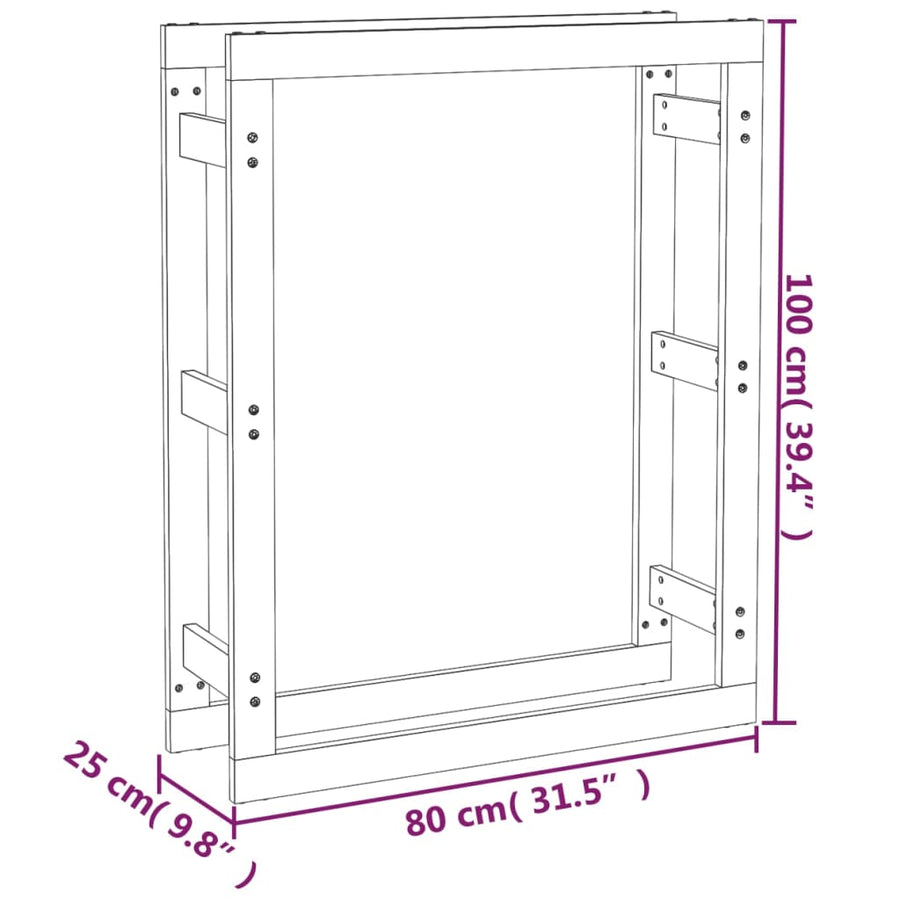 Haardhoutrek Massief Grenenhout 80 x 25 x 100 cm Grijs