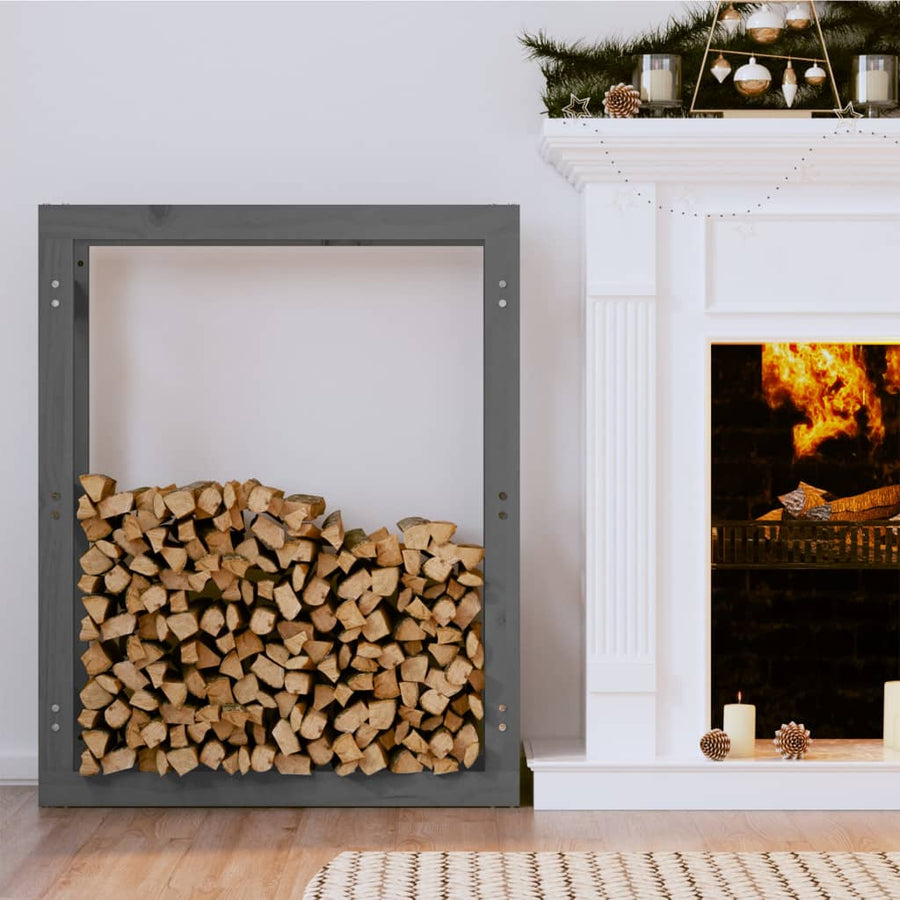 Haardhoutrek Massief Grenenhout 80 x 25 x 100 cm Grijs