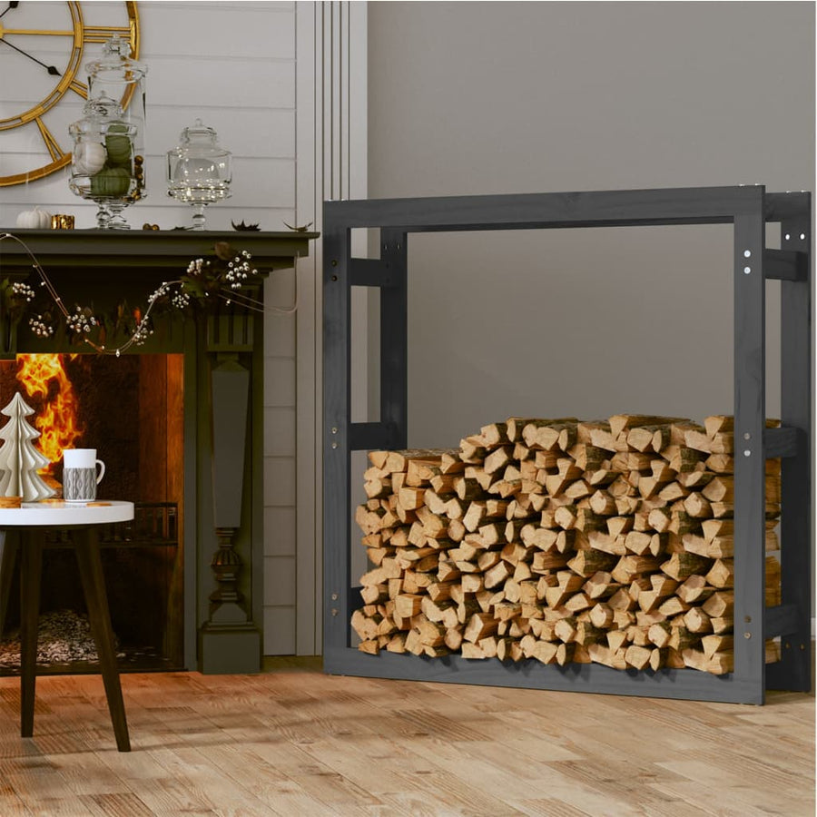 Haardhoutrek Massief Grenenhout 100 x 25 x 100 cm Grijs