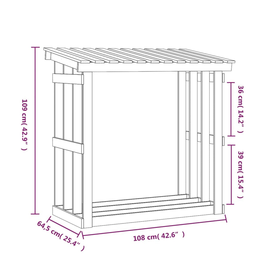 Haardhoutrek 108X64,5X109 Cm Massief Grenenhout 108 x 64.5 x 109 cm Naturel
