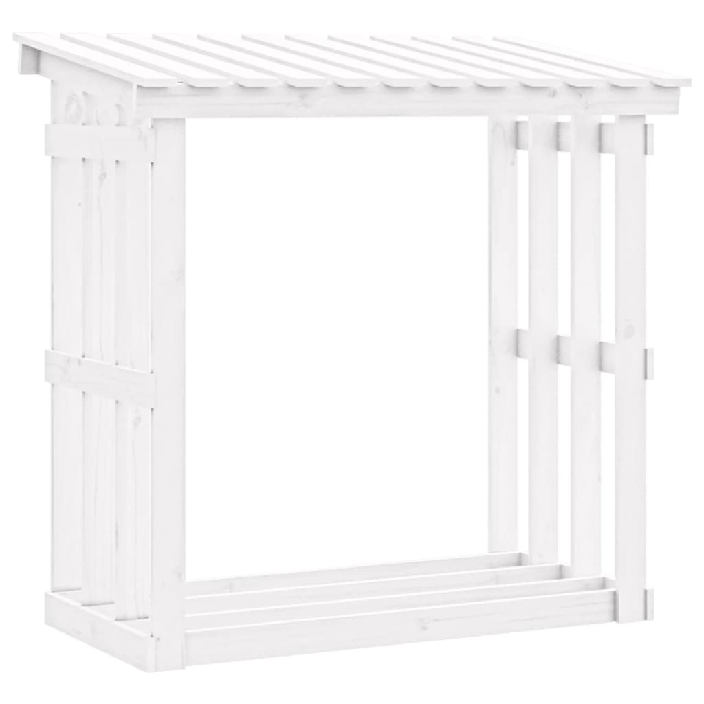 Haardhoutrek 108x64,5x109 cm massief grenenhout wit