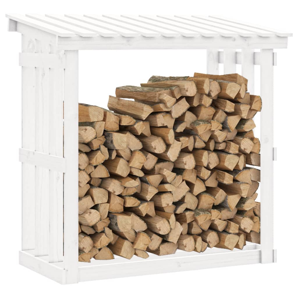 Haardhoutrek 108x64,5x109 cm massief grenenhout wit