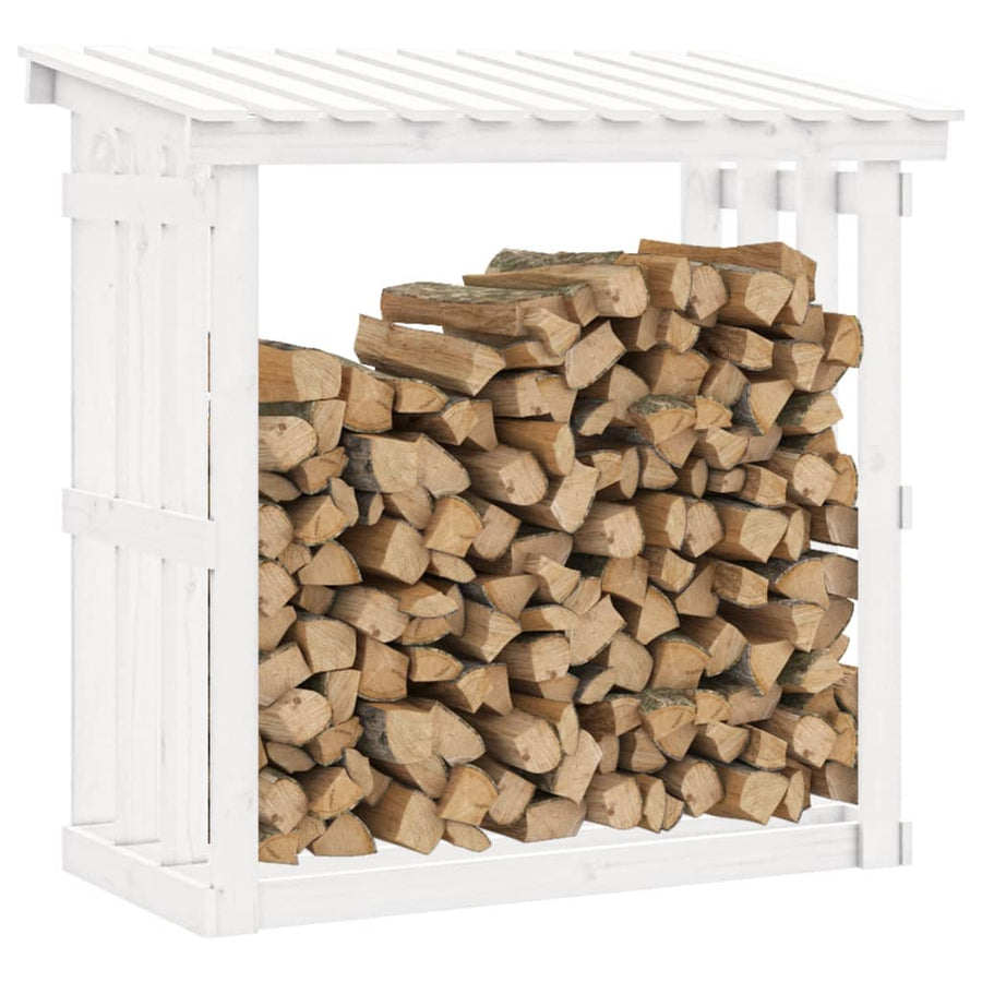 Haardhoutrek 108x64,5x109 cm massief grenenhout wit