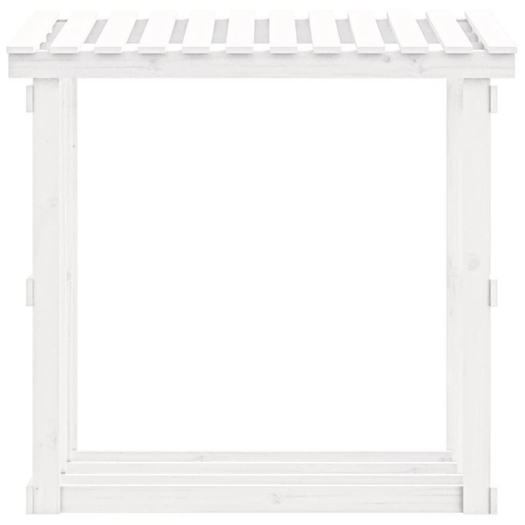 Haardhoutrek 108x64,5x109 cm massief grenenhout wit