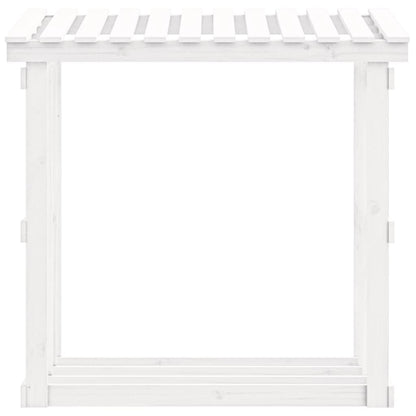 Haardhoutrek 108x64,5x109 cm massief grenenhout wit