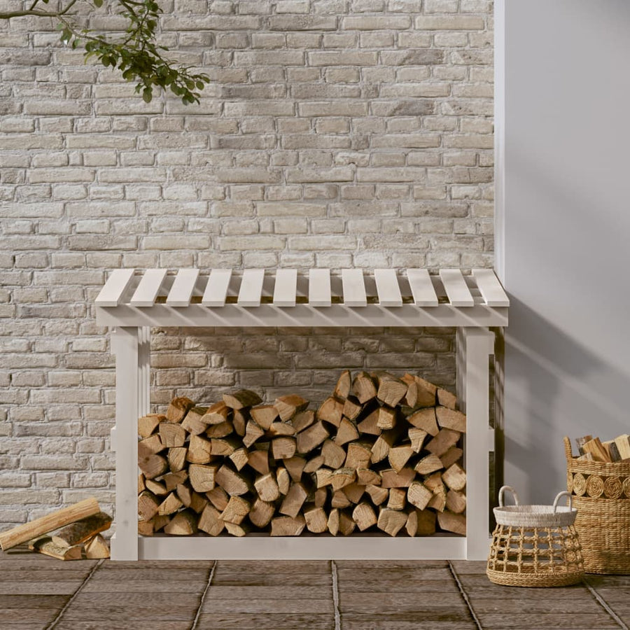 Haardhoutrek 108X64,5X77 Cm Massief Grenenhout 108 x 64.5 x 77 cm Wit