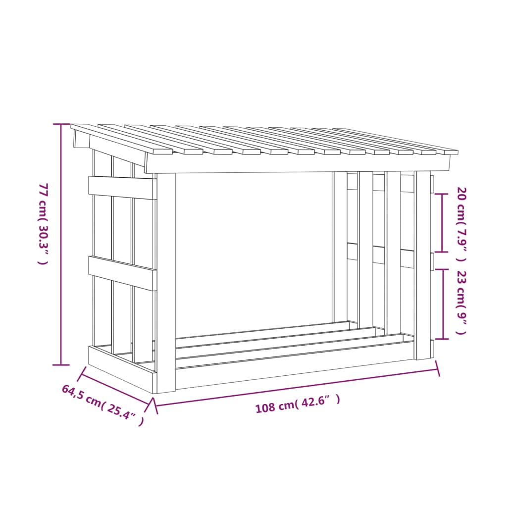 Haardhoutrek 108X64,5X77 Cm Massief Grenenhout 108 x 64.5 x 77 cm Wit