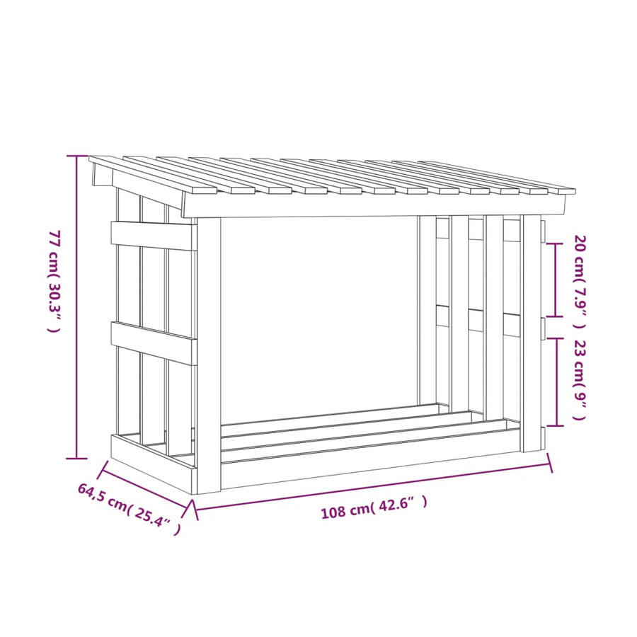 Haardhoutrek 108X64,5X77 Cm Massief Grenenhout 108 x 64.5 x 77 cm Wit