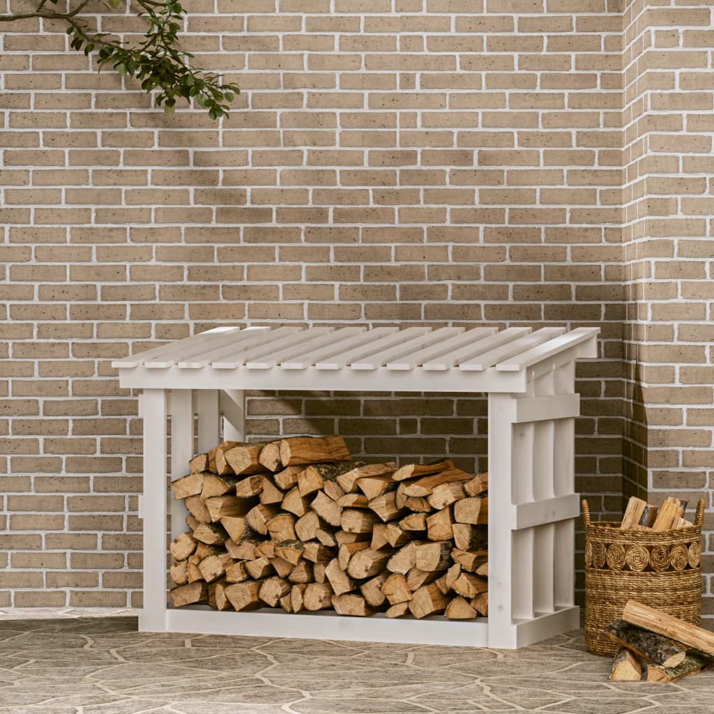 Haardhoutrek 108X64,5X77 Cm Massief Grenenhout 108 x 64.5 x 77 cm Wit