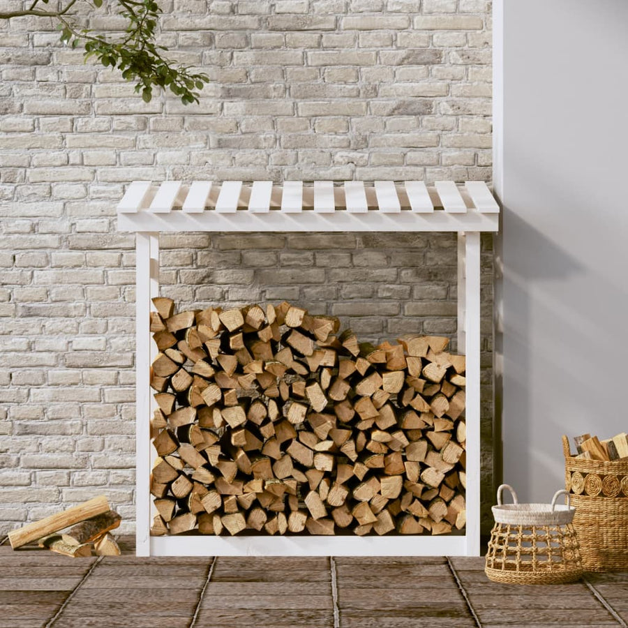 Haardhoutrek 108X64,5X110 Cm Massief Grenenhout 108 x 64.5 x 110 cm Wit