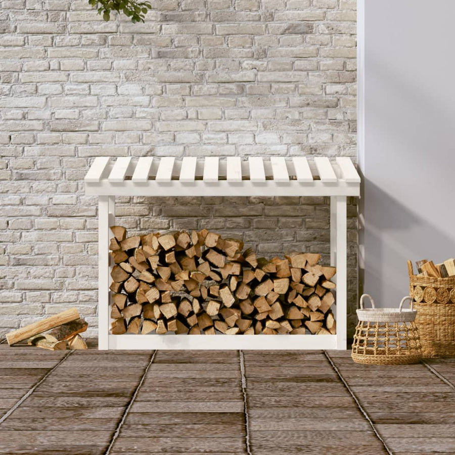 Haardhoutrek 108X64,5X78 Cm Massief Grenenhout 108 x 64.5 x 78 cm Wit